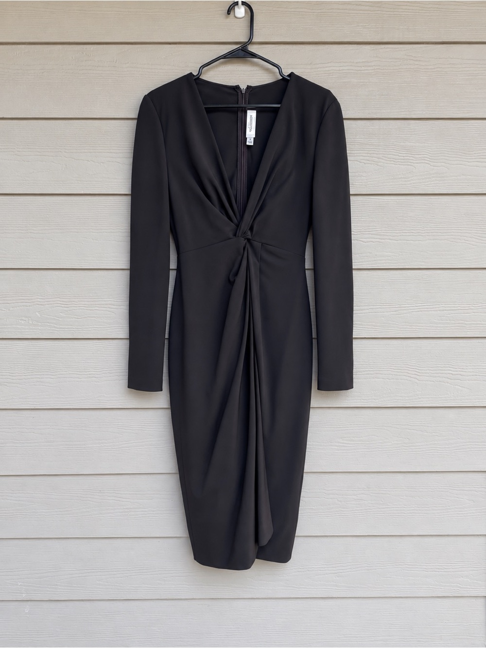 St. John Collection Brown Faux Wrap Midi Sheath Dress size 12 Orig. $795 (C19)